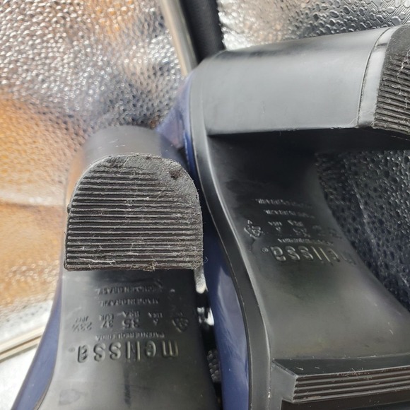 Melissa Karl Lagerfeld Boots Womens 6 Blue Bow Chelsea Ankle Rain Heel Platform - Picture 14 of 16